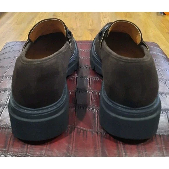 Söfft Satara Chocolate Brown Suede Horsebit Lug Sole Platform Loafers Size 8 - Picture 9 of 11